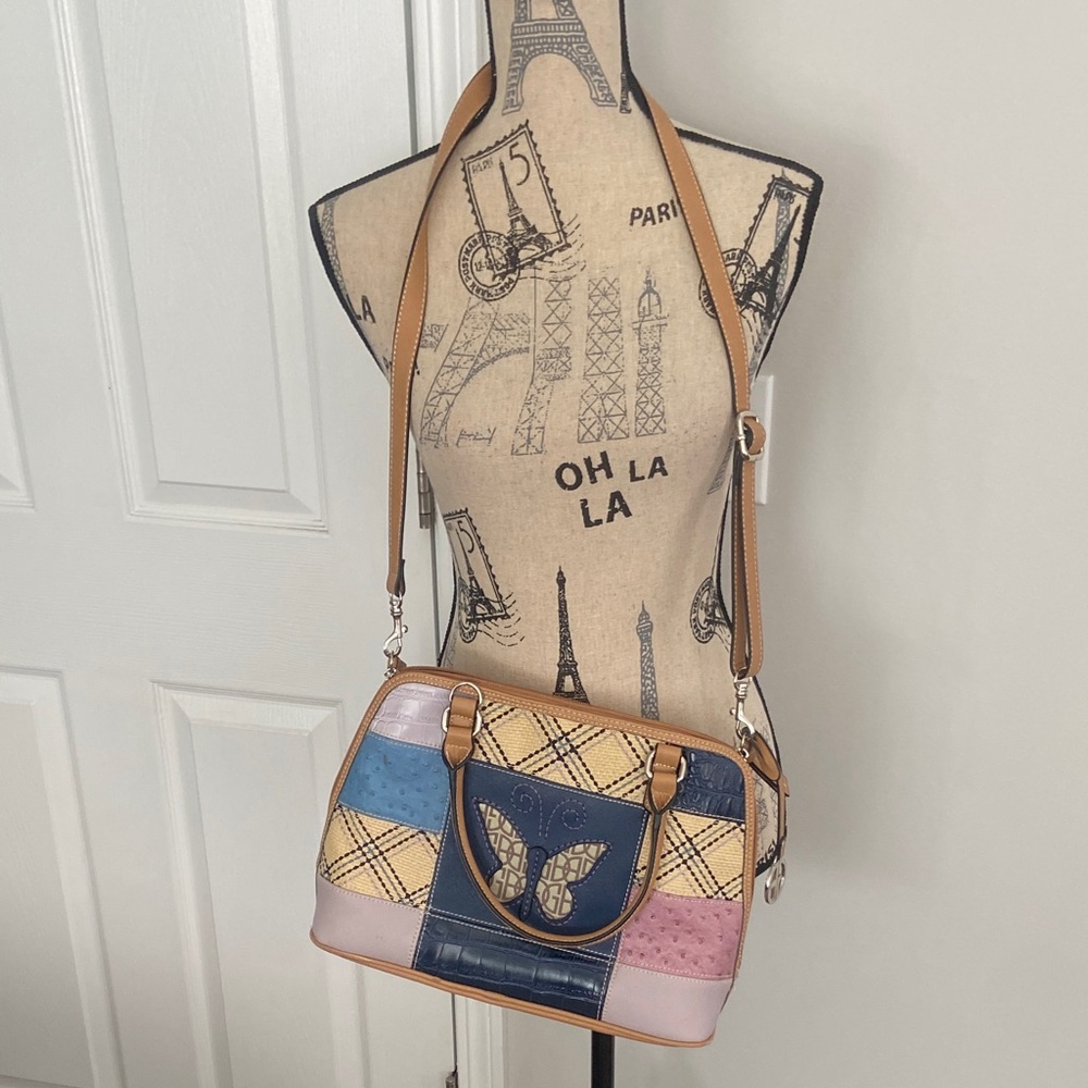 Giani Bernini Eucbutterfly Patchwork Dome Satchel… - image 1